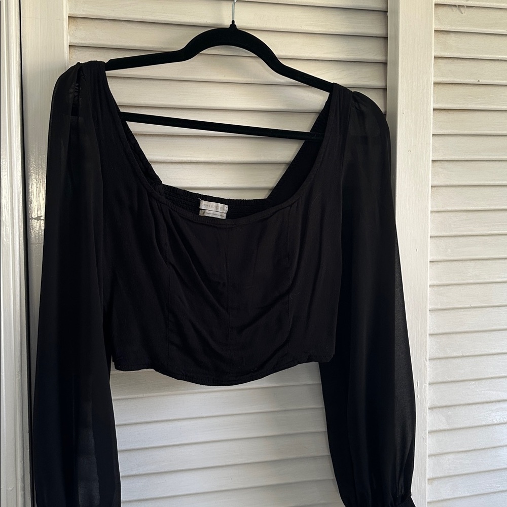 Balloon Mesh Sleeve Top